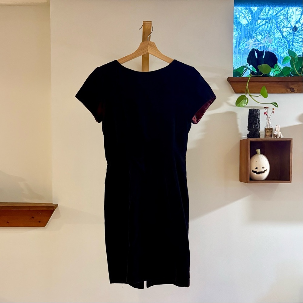 Forest green velvet draped mini dress